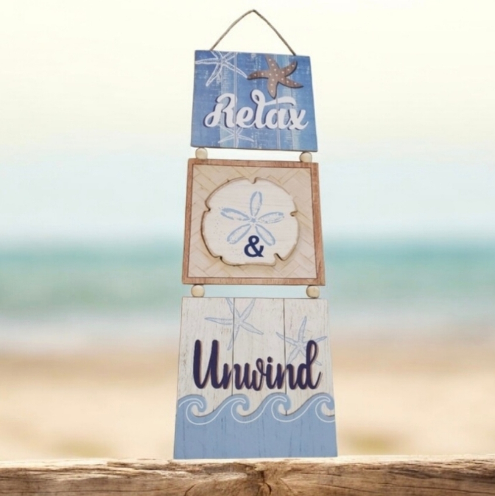 Relax & Unwind Beach Theme Wall Hanging